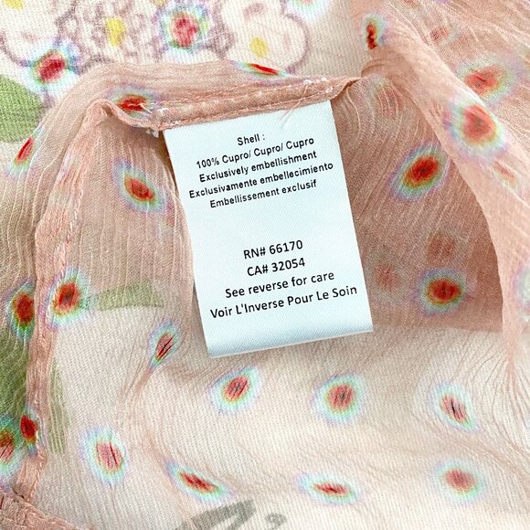 Varun Bahl Beaded Ruffled Nude Pink Polka Dot Sheer Cupro Button Up Blouse XS - Picture 5 of 11